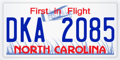 NC license plate DKA2085