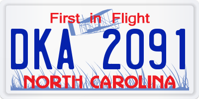 NC license plate DKA2091