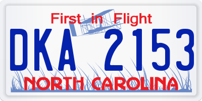 NC license plate DKA2153