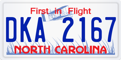 NC license plate DKA2167