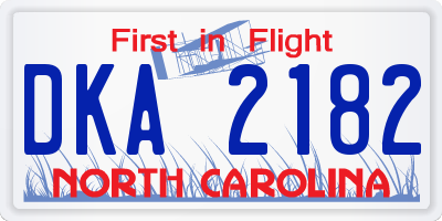 NC license plate DKA2182