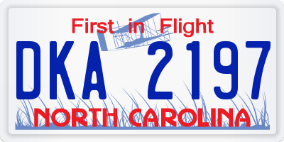 NC license plate DKA2197