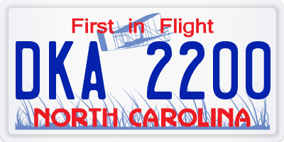 NC license plate DKA2200