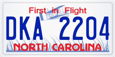NC license plate DKA2204