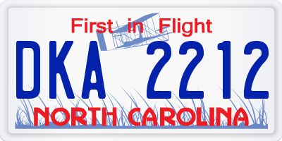 NC license plate DKA2212