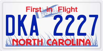 NC license plate DKA2227