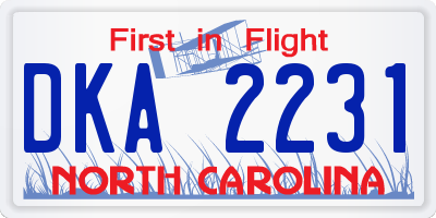NC license plate DKA2231