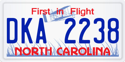 NC license plate DKA2238