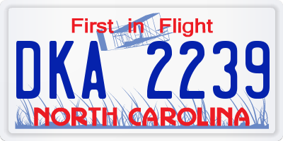 NC license plate DKA2239