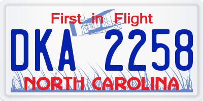 NC license plate DKA2258
