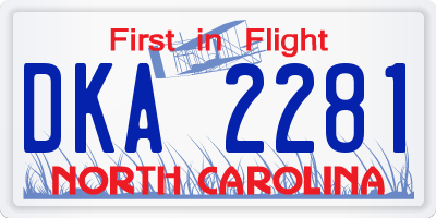 NC license plate DKA2281