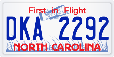 NC license plate DKA2292