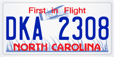 NC license plate DKA2308