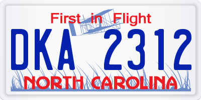 NC license plate DKA2312