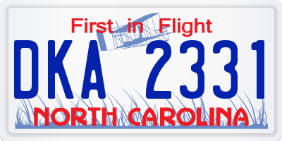 NC license plate DKA2331