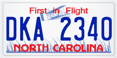 NC license plate DKA2340