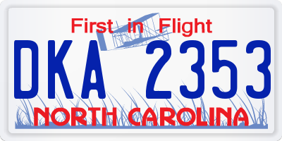NC license plate DKA2353