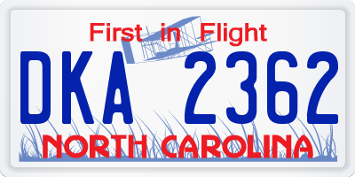 NC license plate DKA2362