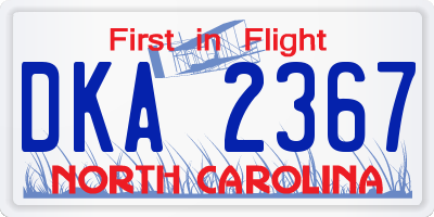 NC license plate DKA2367