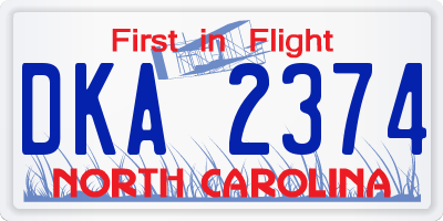 NC license plate DKA2374