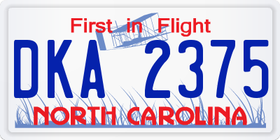 NC license plate DKA2375