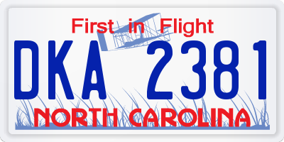 NC license plate DKA2381