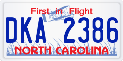 NC license plate DKA2386