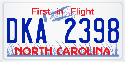 NC license plate DKA2398