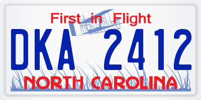 NC license plate DKA2412