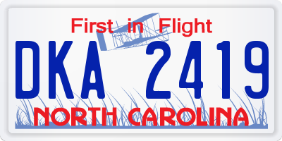 NC license plate DKA2419