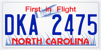 NC license plate DKA2475