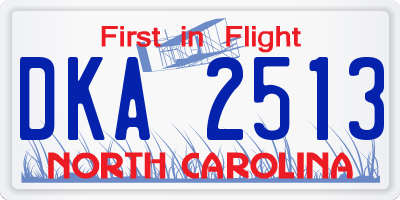 NC license plate DKA2513