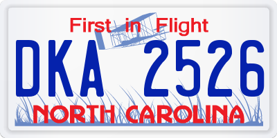 NC license plate DKA2526