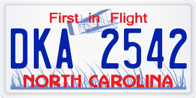 NC license plate DKA2542