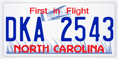 NC license plate DKA2543