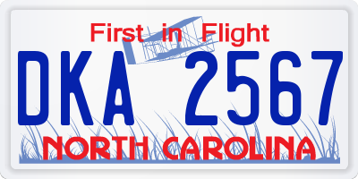 NC license plate DKA2567