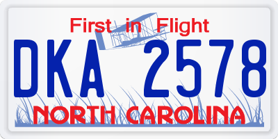 NC license plate DKA2578