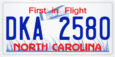 NC license plate DKA2580