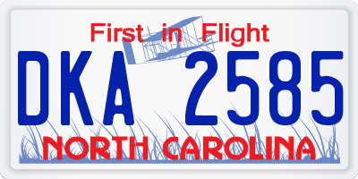 NC license plate DKA2585