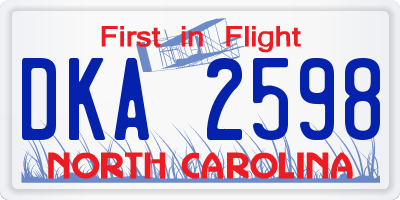 NC license plate DKA2598
