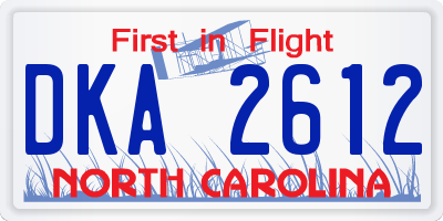 NC license plate DKA2612