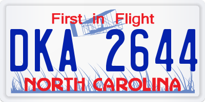 NC license plate DKA2644