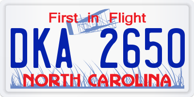 NC license plate DKA2650