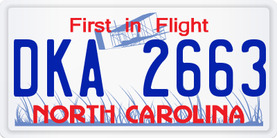 NC license plate DKA2663