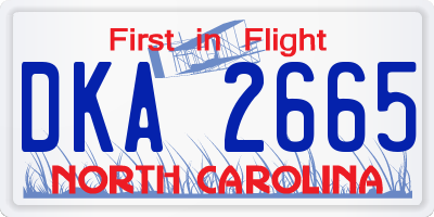 NC license plate DKA2665