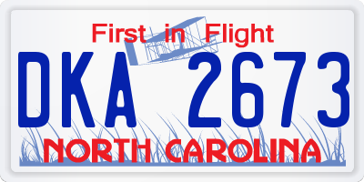 NC license plate DKA2673