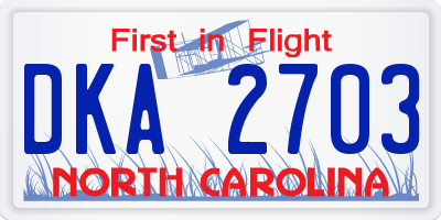 NC license plate DKA2703