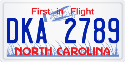 NC license plate DKA2789