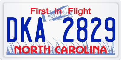 NC license plate DKA2829