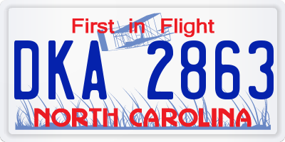 NC license plate DKA2863